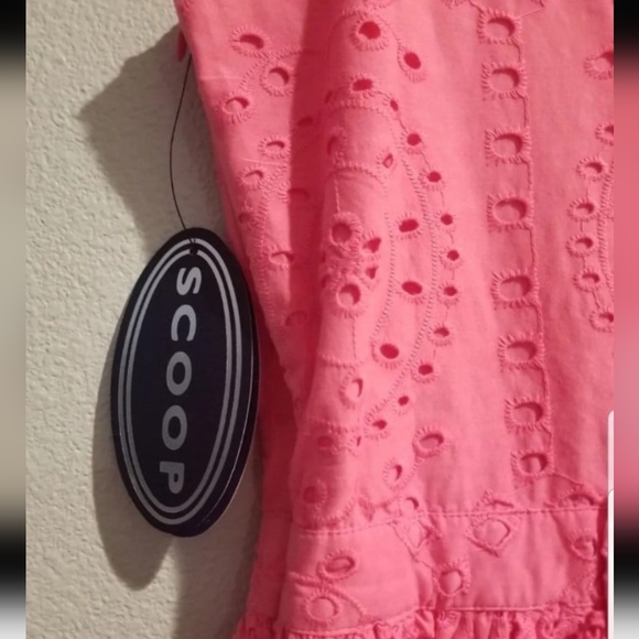 Scoop Girls Sleeveless Eyelet Fit & Flare Dress W/Bow Back Size 14-16 AzaleaPink - Picture 3 of 5